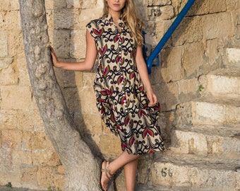 Vestido de verano de algodón para mujer, vestido de botones ligero y suelto, vestido con bolsillos, ropa de talla grande, vestido de talla grande, vestido casual, midi