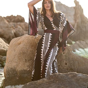 100 rayon maxi dress Plus Size Rayon Maxi Dress: Abstract Print Bubble Pocket Summer Dress
