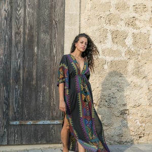 Desert wind dress/boho maxi dress/kaftan/long dress/open back maxi dress/dress with sleeves image 2