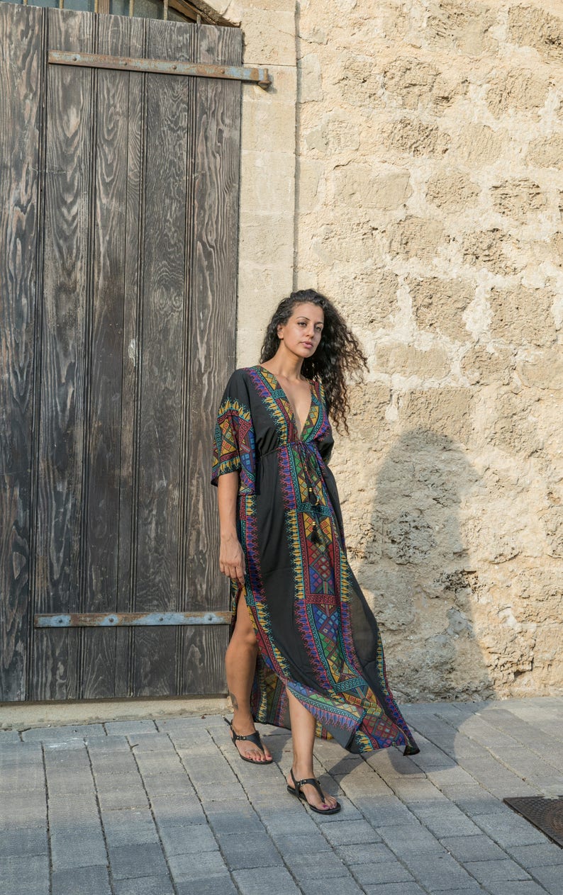 Desert wind dress/boho maxi dress/kaftan/long dress/open back maxi dress/dress with sleeves image 2