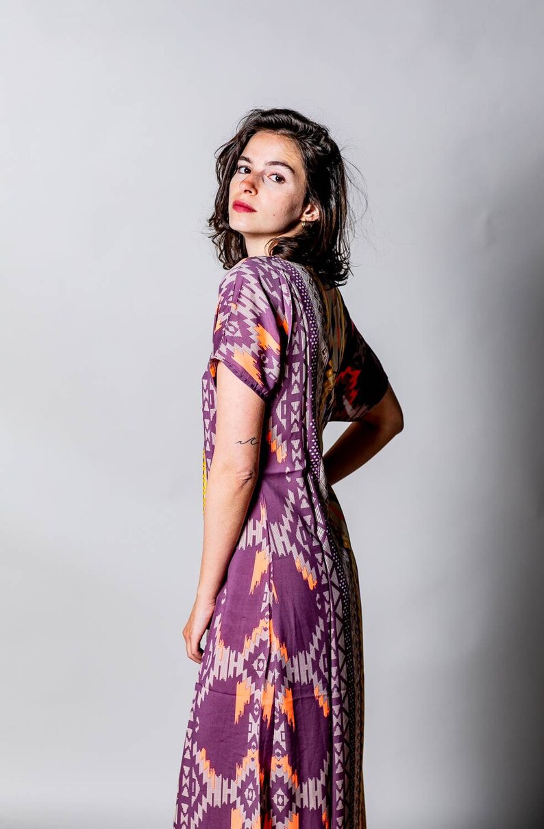 Long kaftan dress for woman | Maxi galabia dress | Boho long dress for woman with short sleeves | Loose Plus size |  Hippie, Festival