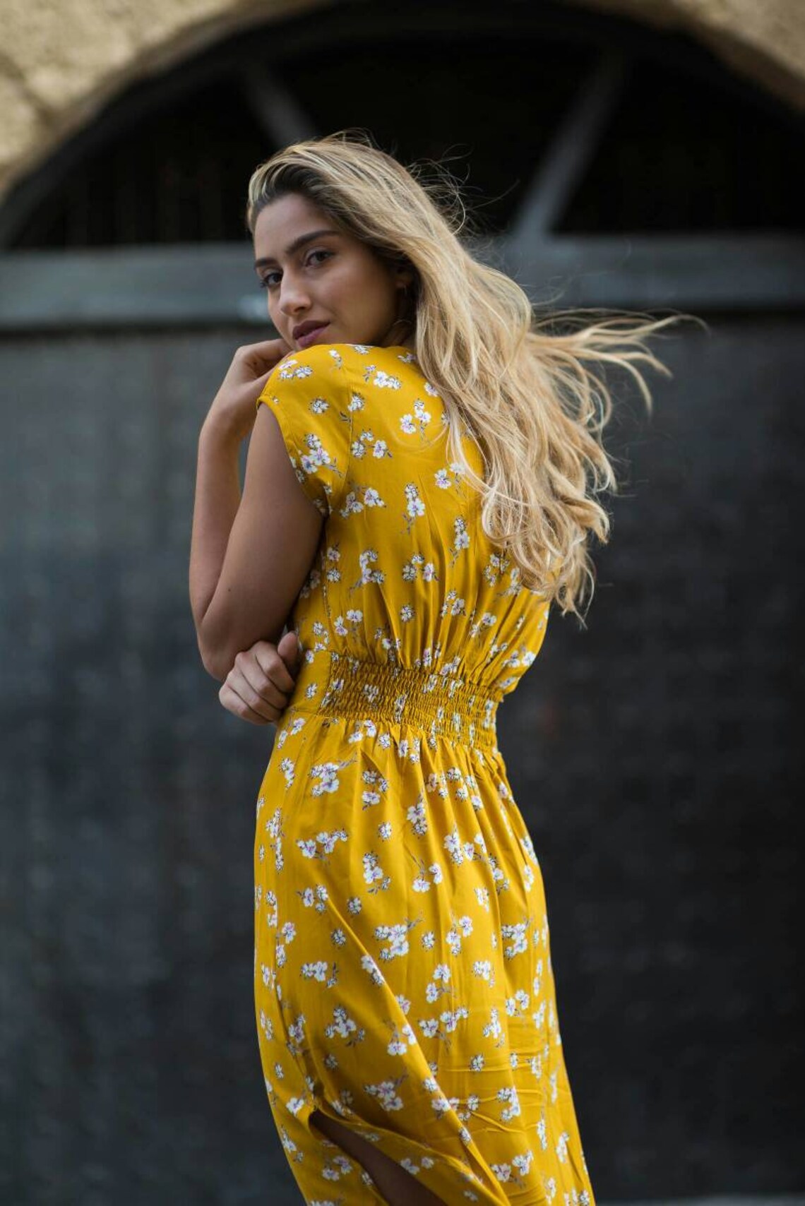 Long Yellow Dress for Woman With Floral Print/summer | Etsy