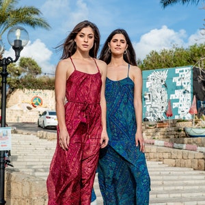 Blue long dress for woman/sleeveless dress/maxi printed dress/bohemian clothing/boho dress/beach wear/summer / Slit dress / Boho maxi dress