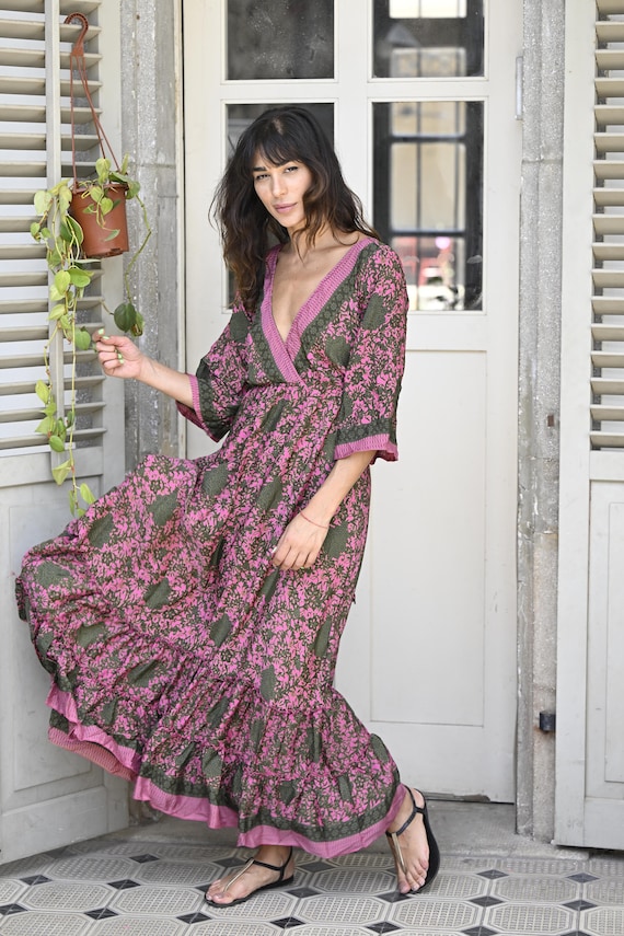 boho pink black dress Sky to Moon Taylor Black and Pink Tie Strap Mini Dress  Size M, Smocke Bodice