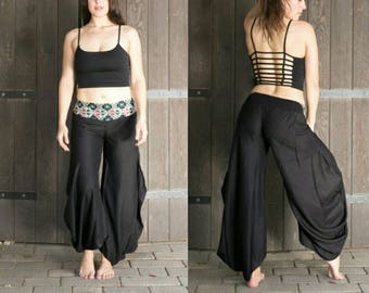 Boho embroidery trousers/ woman Aladin pants/black pants with embroidery /black pants/pantalones