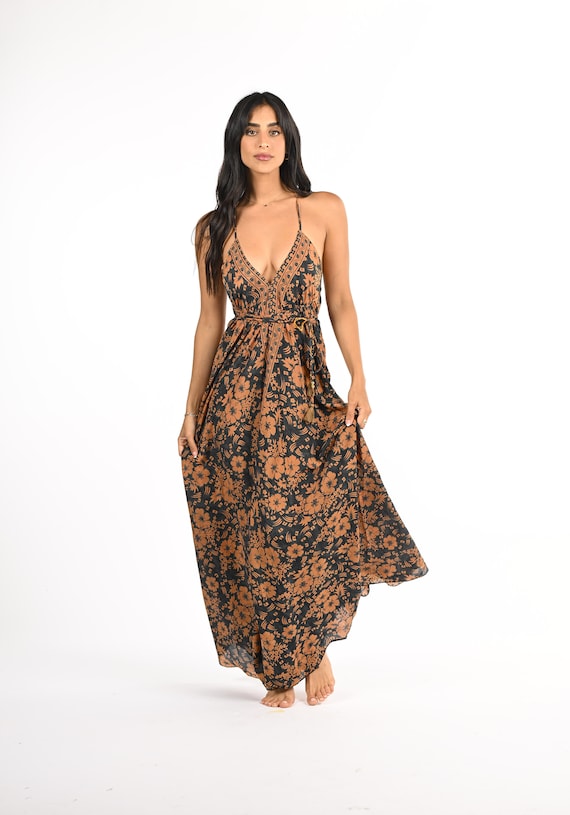Long Boho Silk Dress for Woman | Loose Slip Halter Dress | Prom Dress | Evening Dress | Hippie Bohemian Open Back Dress | Pregnancy |A22 - Etsy Long Boho Silk Dress for Woman | Loose Slip Halter Dress | Prom Dress | Evening Dress | Hippie Bohemian Open Back Dress | Pregnancy |A22 - Etsy