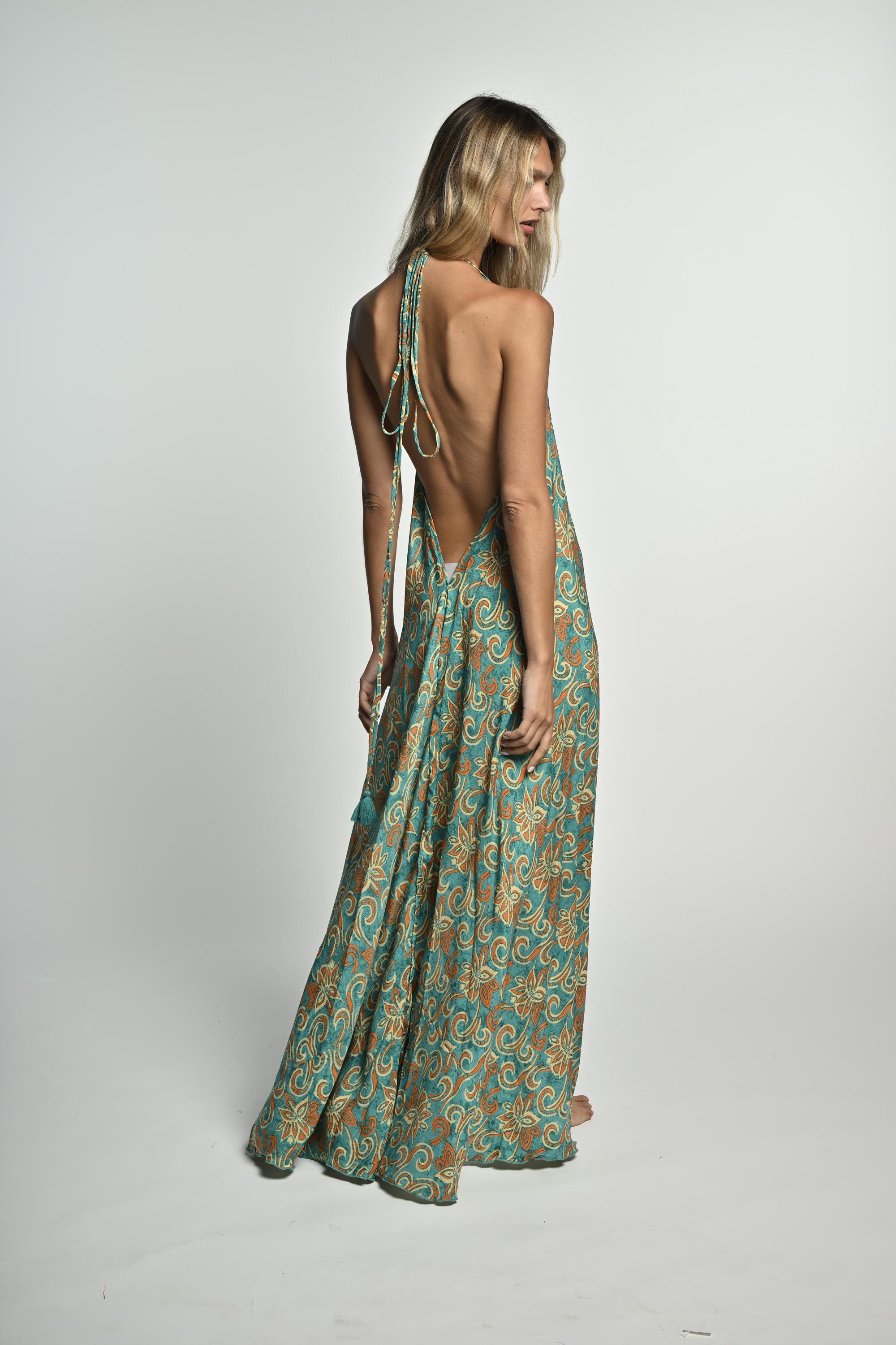 Green and Yellow Long halter dress for woman | Deep v neck open back dress | Slip boho dress | Hippie style | Prom | Vacation | Festival Green and Yellow Long halter dress for woman | Deep v neck open back dress | Slip boho dress | Hippie style | Prom | Vacation | Festival