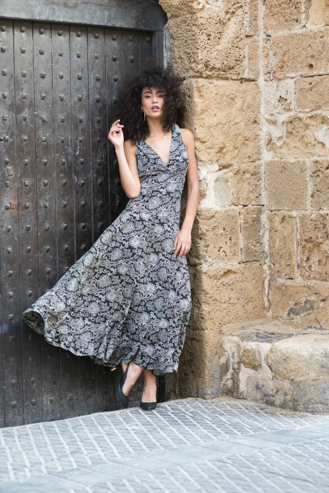 black and white floral formal dress Terani Couture 241M2715 - Long Jacquard A-line Dress main image 1