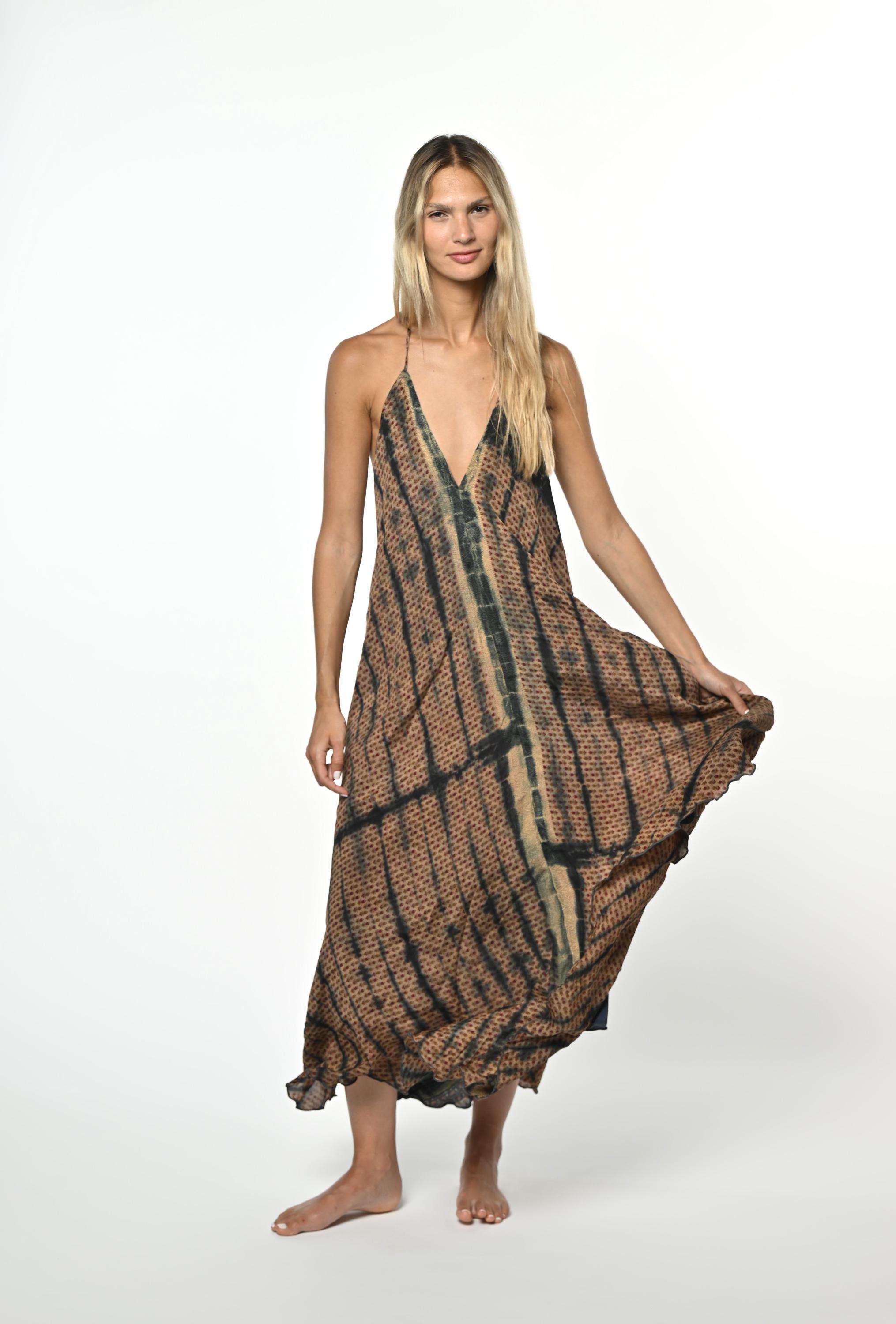 Boho summer dress for woman | Open back halter maxi dress | Hippie style elegant dress | Tie dye Ombre print | Evening, Festival, Vacation