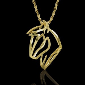 Solid 14K Gold Minimalist Horse Charm Pendant for Necklace, Equestrian Gift, Horse Lover Jewelry, Equine Art, Horse Jockey, Cowgirl, Cowboy
