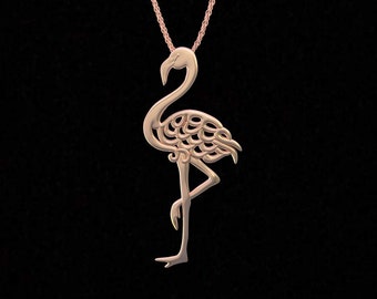 Solid 14K Gold Flamingo Charm Pendant, Flamingo Jewelry Gift, Flamingo Charm for Bracelet or Necklace, Flamingo Birthday Party Gift, Mingo