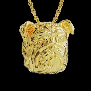 Solid 14K Gold English Bulldog Charm, Bulldog Pendant for Necklace, Bulldog Mom Jewelry, Bulldog Owner Gift, Bulldog Dad, Veterinarian