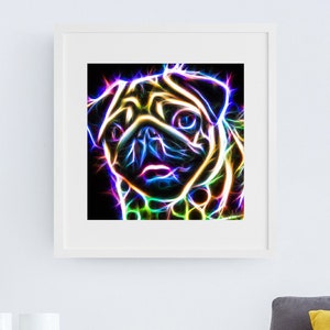 Neon Pug Printable Wall Art, Downloadable Pug Art Print, Digital Gift For Pug Lover, Pug Wall Decor, Dog Art, Pug Mom, Pug Dad, Pug Life