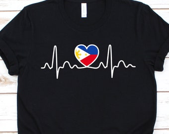Filipino Heartbeat Shirt, Philippines Flag, Pinoy, Pinay, Proud Filipina - Sweatshirt, Hoodie, Tank Top, V-neck, Long sleeve, Kids, Baby