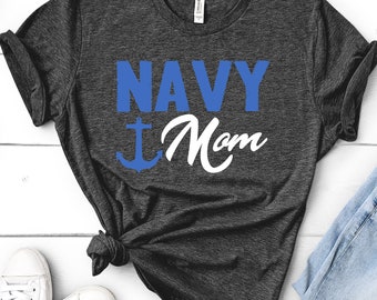 Navy Mom Shirt, Proud US Navy Family, Military Family, Custom US Navy Family Gift - Sweatshirt, Hoodie, Tank Top, V-neck, Long Sleeve