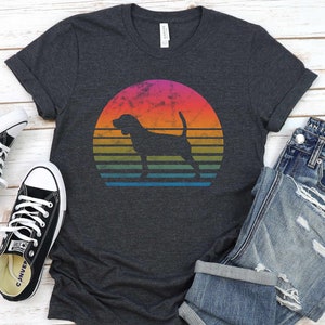 Retro 80's Beagle Shirt | Tank Top | V-neck | Long sleeve | Sweatshirt | Hoodie | Crop Top | Beagle Gifts, Custom Beagle Art, Rainbow Beagle