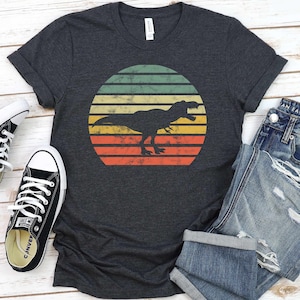 Retro T-rex Shirt | Tank Top | V-neck | Long sleeve | Sweatshirt | Hoodie | Crop Top | Custom T-rex Gifts, Personalized Dinosaur Clothing