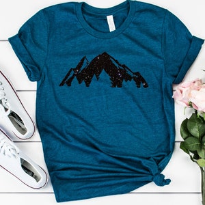 Mountains, Trees, Stars Shirt, Tank Top, V-neck, Long sleeve, Sweatshirt, Hoodie, Crop Top, Camping & Hiking Gift, Wilderness, Outdoors