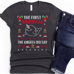 Narwhal Christmas Shirt | Tank Top | V-neck | Long sleeve | Sweatshirt | Hoodie | Crop Top | Cute Narwhal Gifts, Narwhal Art, Narwhale