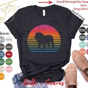 80&#39;s Retro English Bulldog Shirt | Tank Top | V-neck | Long sleeve | Sweatshirt | Hoodie | Mug | Vintage Bulldog Gifts, Colorful Bulldog Art
