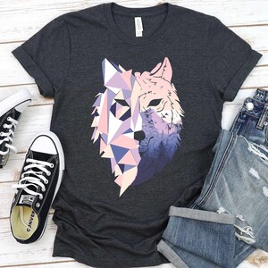 Geometric Wolf Shirt, Cute Wolf Lover Gift, Camping, Animal Lover, Nature Art - Sweatshirt, Hoodie, Tank Top, V-neck, Long sleeve, Kids