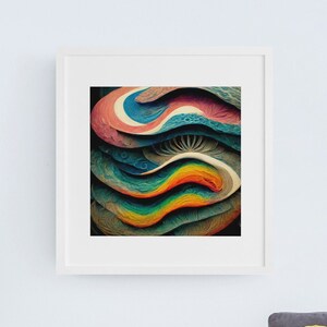 Lotus Waves digitale print, afdrukbare kunst aan de muur, abstracte muur decor, kleurrijke kunst aan de muur, home decor, abstracte kunst aan de muur, kantoor kunst aan de muur