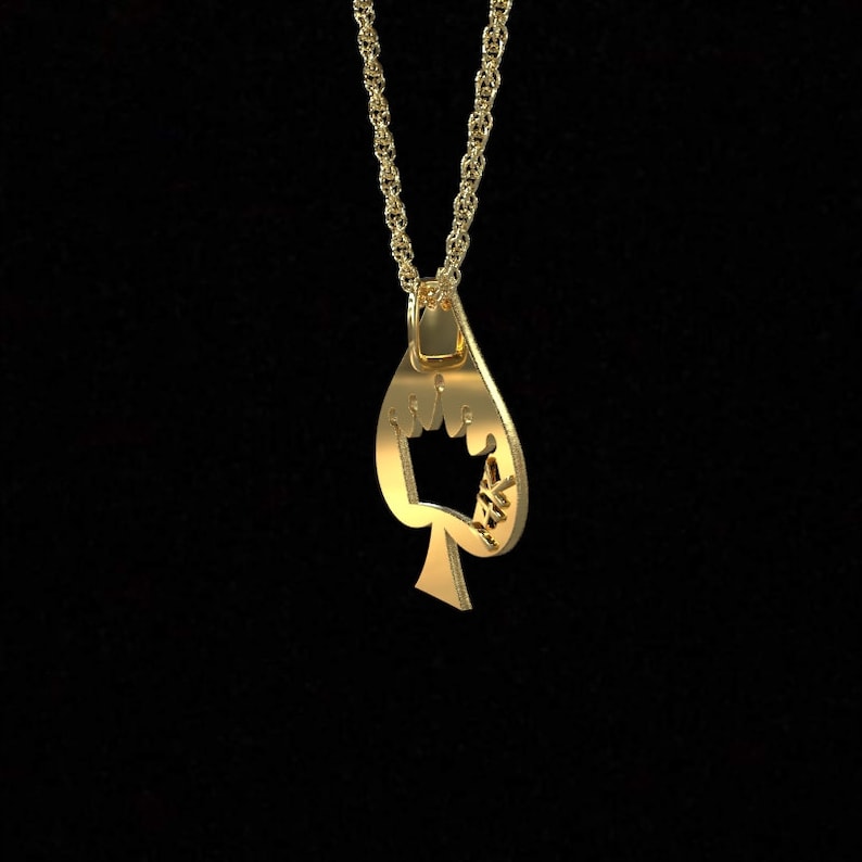 Solid 14K Gold QOS Queen of Spades Charm Pendant Erotic | Etsy