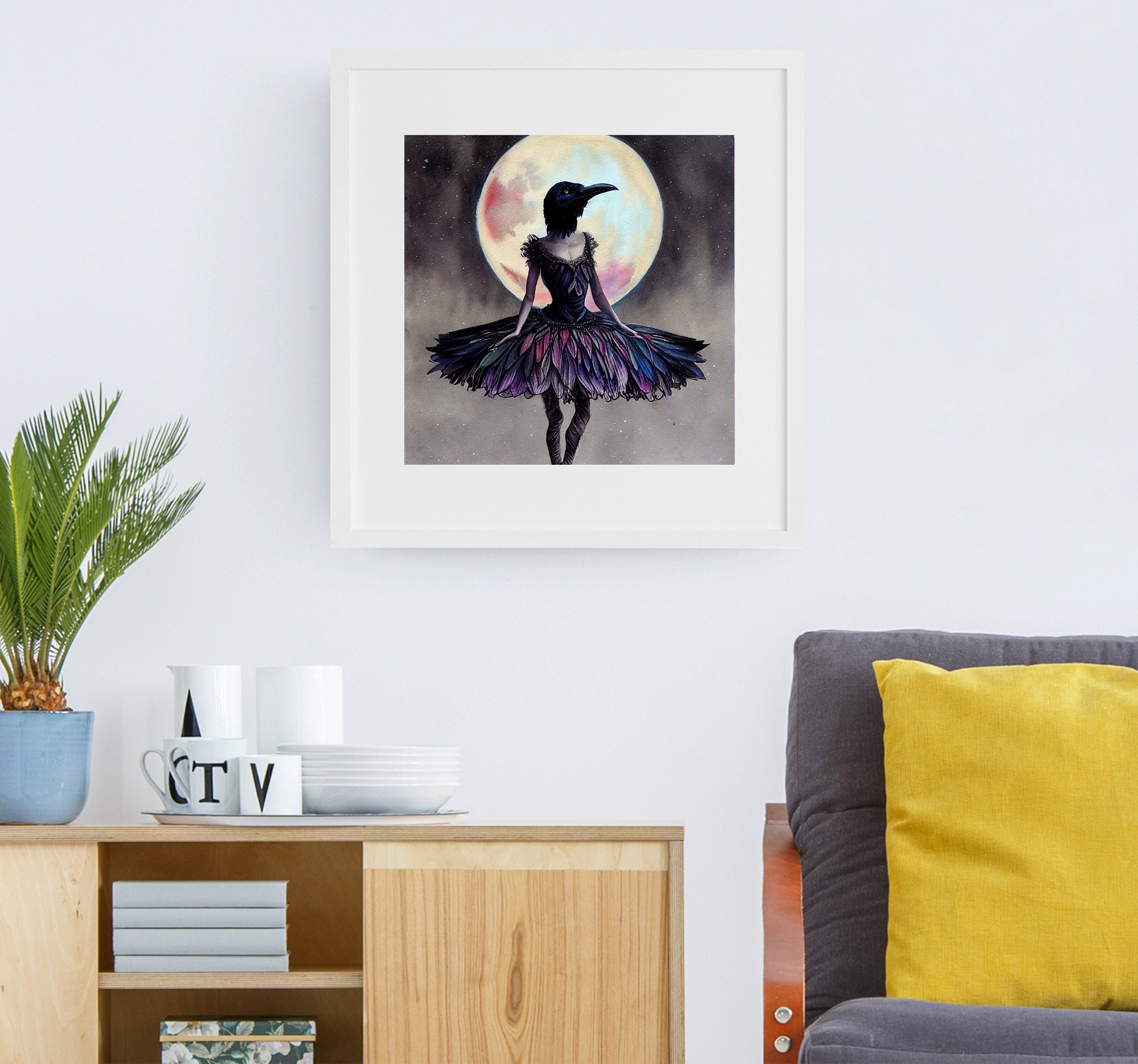 擬人化されたカラスのバレリーナ デジタル アート プリント、バレエ
