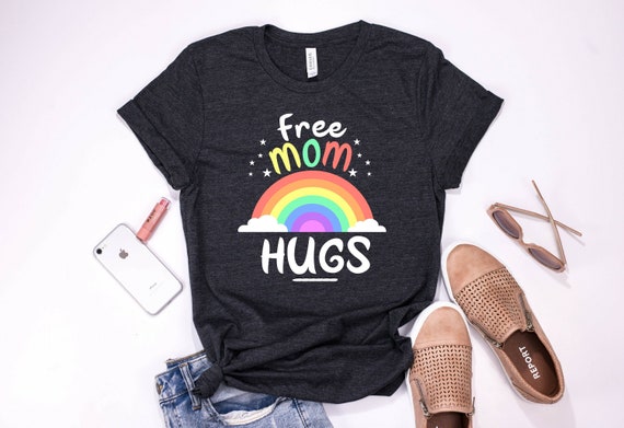 Free Mom Hugs LGBT Pride Month Gay Lesbian Bisexual Rainbow Sweatshirt
