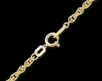 Solid 14K Gold Classic Rope Chain, Dainty Gold Necklace for Charm or Pendant, Minimalist 14K Gold Chain Necklace, Thin Gold Choker Chain
