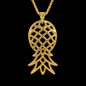 Colgante con dije de piña invertida en oro macizo o plata de ley.
