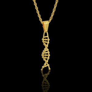 Solid 14K Gold DNA Molecule Charm, Genetic Scientist Gift, Double Helix, Genealogy, Science Pendant for Necklace, Science Lover Jewelry Gift