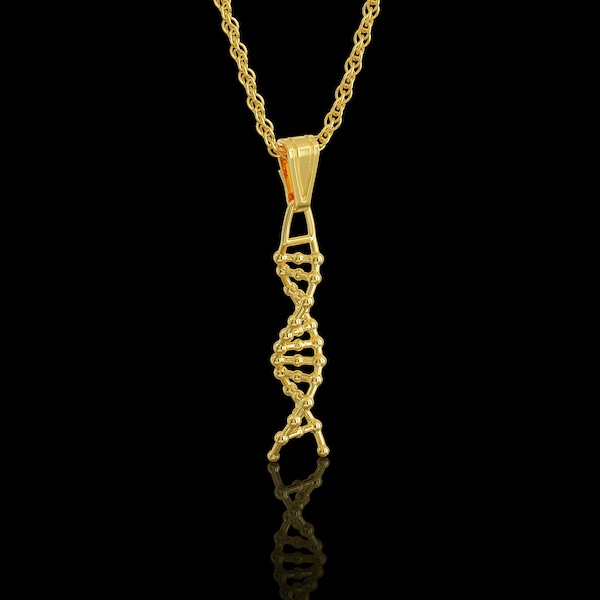 Solid 14K Gold DNA Molecule Charm, Genetic Scientist Gift, Double Helix, Genealogy, Science Pendant for Necklace, Science Lover Jewelry Gift