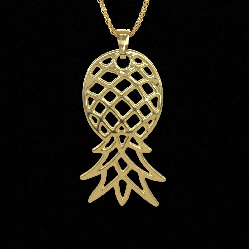 Solid 14K Gold Upside Pineapple Charm Pendant Swinger Jewelry Etsy