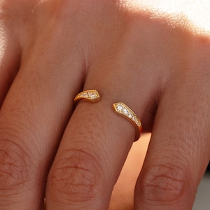 Open Diamond Ring, 14k Gold Open Wedding Band, Minimalist Stacking Ring, Diamond Cuff Ring, Unique Guard Ring, Solid Gold Diamond Cuff Ring