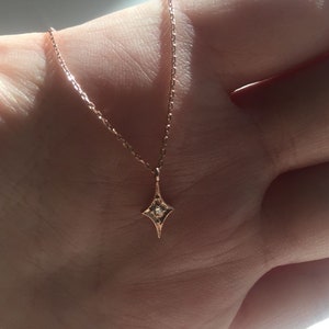 Minimalist Diamond North Star Necklace, Starburst Necklace, Tiny Star Necklace, Gold Star Necklace, Diamond Star Necklace, Dainty Necklace