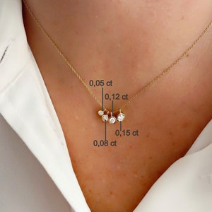 Diamond Solitaire Necklace 14k Gold , Dainty Diamond Bezel Set Solitaire Pendant, Layering Diamond Necklace Solid Gold, Delicate Diamond 14k