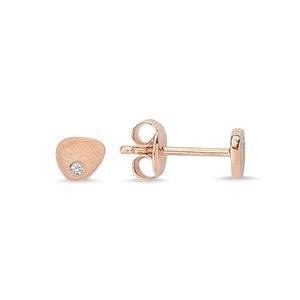 14k Gold Diamond Stud Earrings- Minimalist Tiny Diamond Earring- Simple Solid Gold Stud- Dainty Diamond Earring- Small Studs For Women Gift