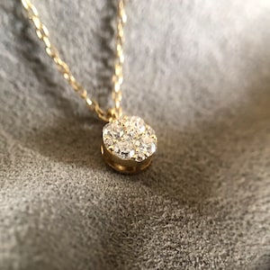 Diamond Cluster Necklace: 14k Solid Gold Pave Pendant