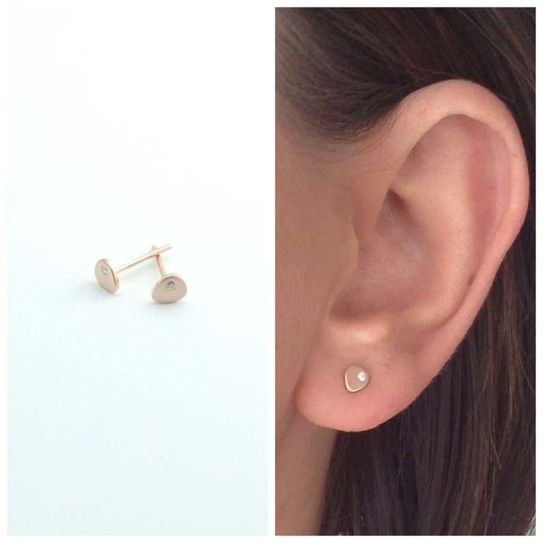 Silver Earring Minimalist Earring Rose Gold Earring Mini Tear Earring Fashion Earring Stud Earring Tiny Diamond Earring