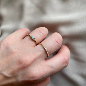 14k Gold Diamond Wedding Band: Half Eternity Stacking Ring - Etsy