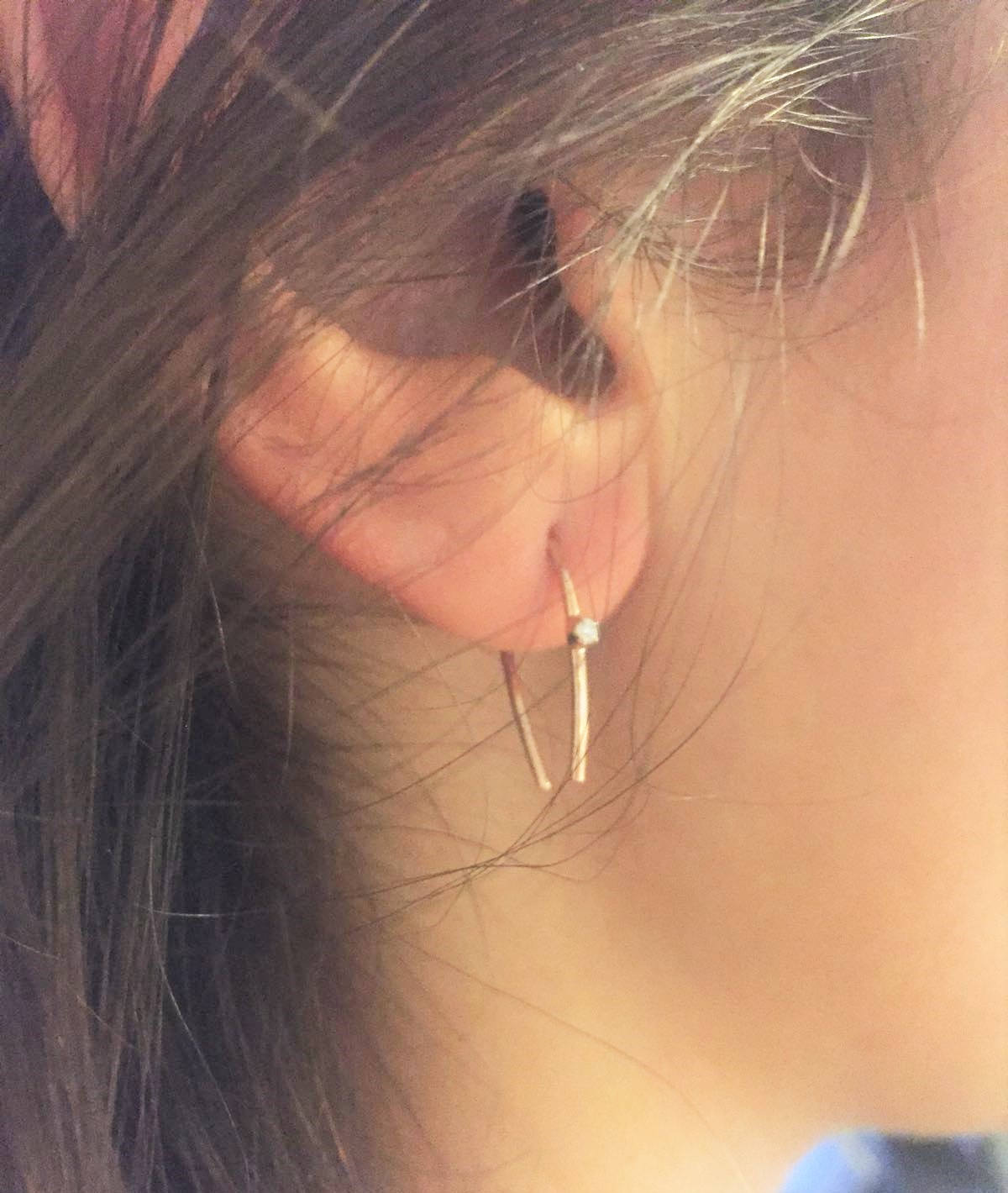 Gold Diamond Arc Earring Dainty Horseshoe Earring Minimalist Etsy