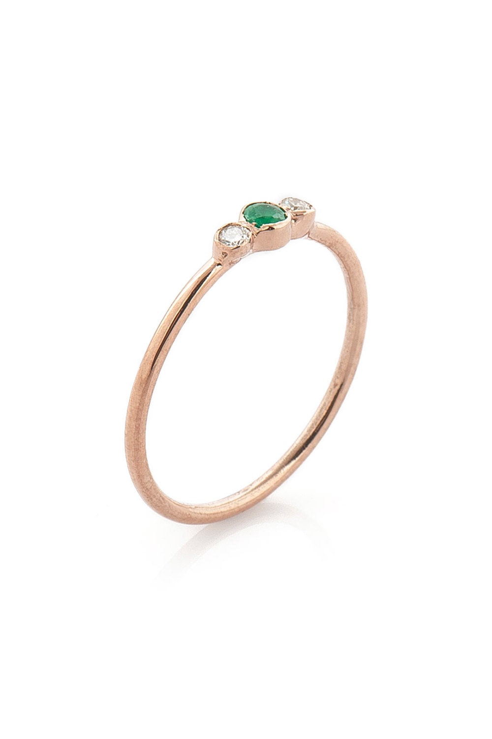 Trio Ring Midi Ring Tiny Ring Emerald Ring Diamond | Etsy