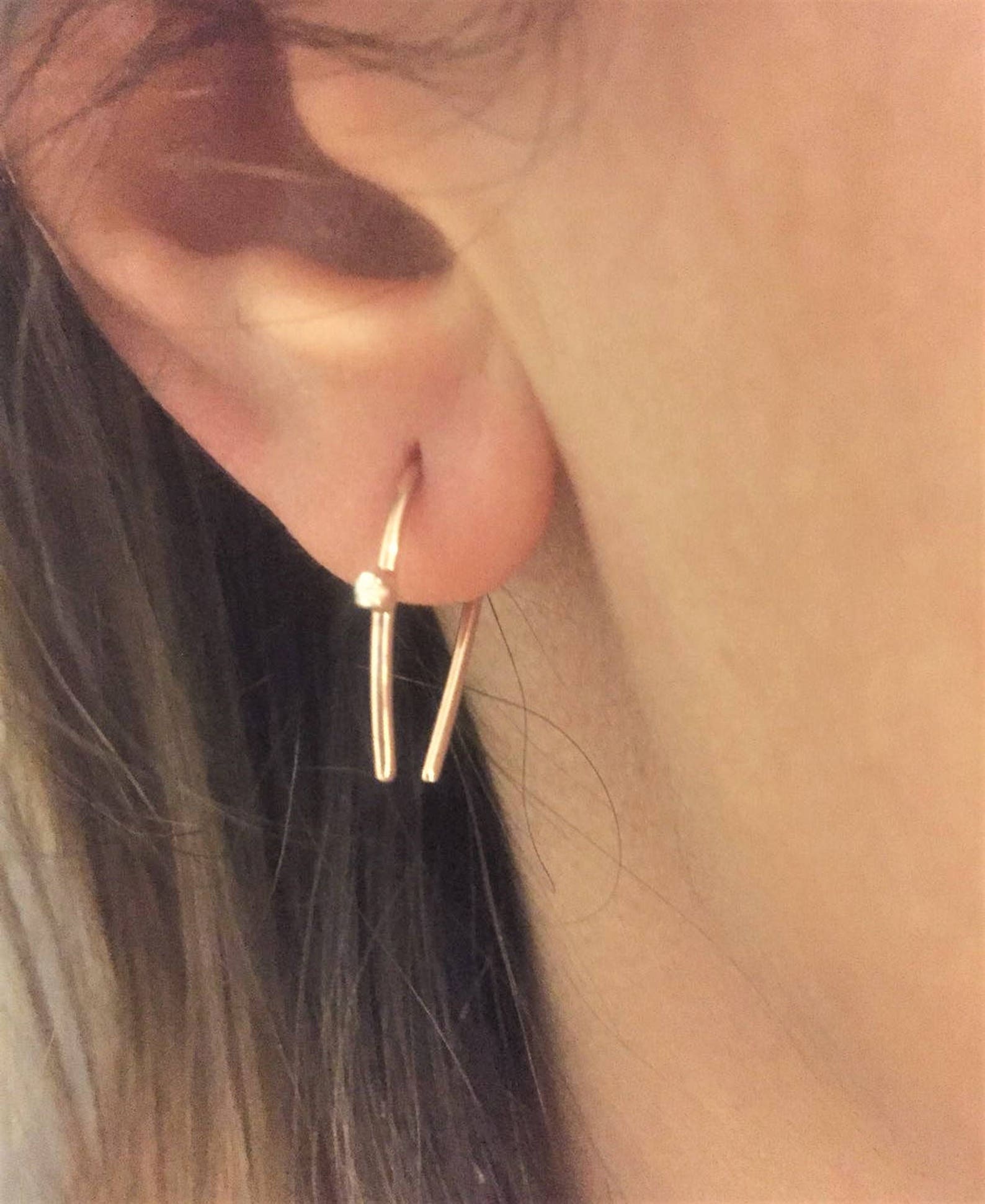 Gold Diamond Arc Earring Dainty Horseshoe Earring Minimalist Etsy