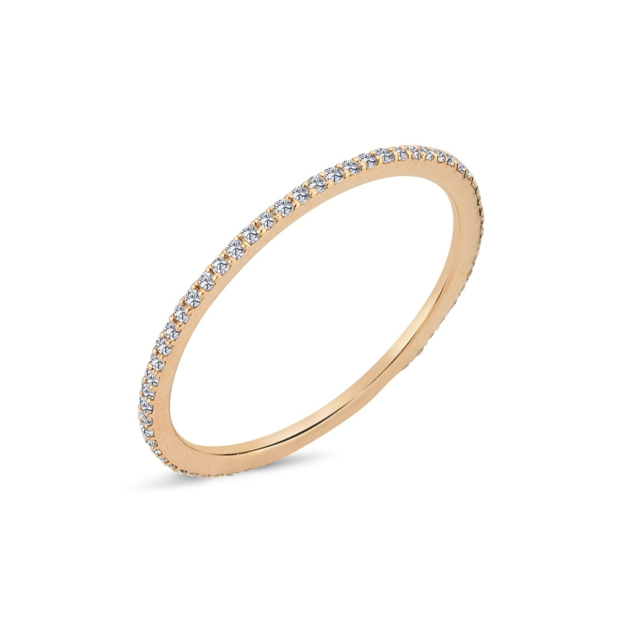 Diamond Eternity Ring 14k Gold, Tiny Diamond Micro Pave