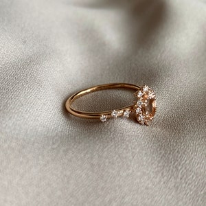 Vintage Morganite and Diamond Engagement Ring Oval Morganite | Etsy