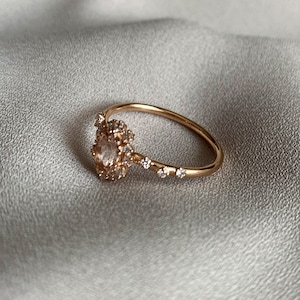 Vintage Morganite and Diamond Engagement Ring, Oval Morganite Bridal Ring Rose Gold, Solid Gold Diamond Halo Ring, Morganite Promise Ring image 8