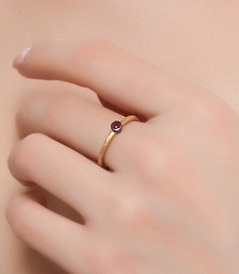 14k hammered gold ruby ring