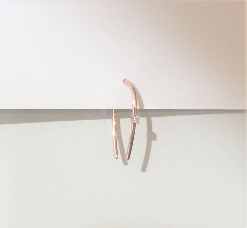 Gold Diamond Arc Earring Dainty Horseshoe Earring Minimalist Etsy