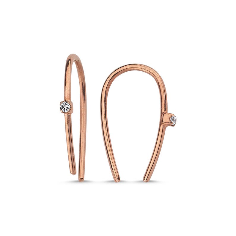 Gold Diamond Arc Earring Dainty Horseshoe Earring Minimalist Etsy